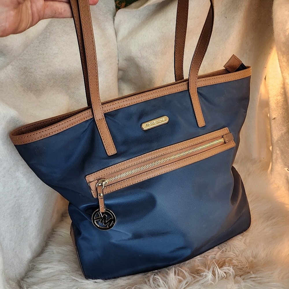 Authentic large navy blue Michael Kors purse handbag